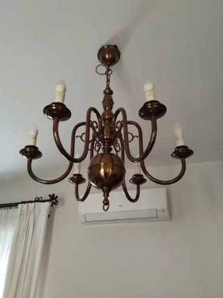 Lámpara de techo colgante dorada cobriza