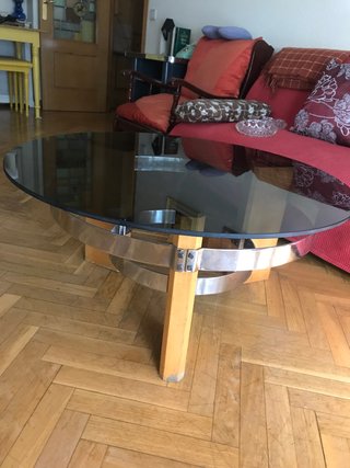 Mesa de salón cristal y madera