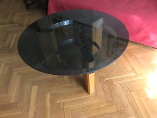 Mesa de salón cristal y madera