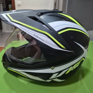 Casco Moto Trail Negro Blanco Amarillo