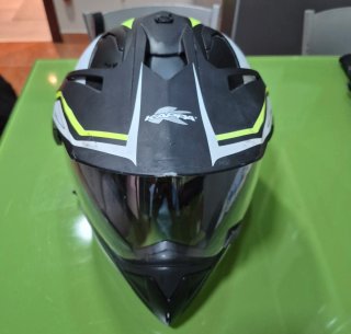 Casco Moto Trail Negro Blanco Amarillo