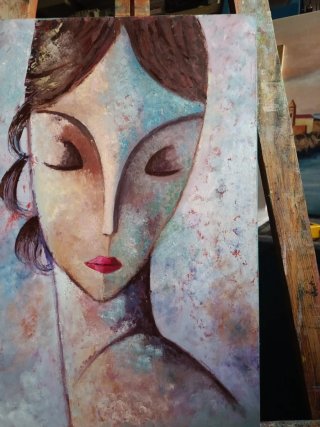 Cuadro abstracto óleo,mujer.