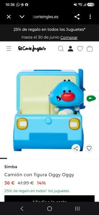Coche de juguete Oggy y muñecos