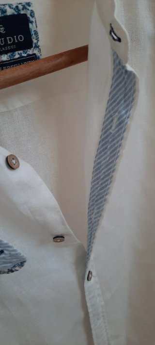 Camisa Lino Blanca STUDIO Talla XXL