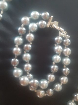 Conjunto Finart Collar y Pulsera Perlas Grises