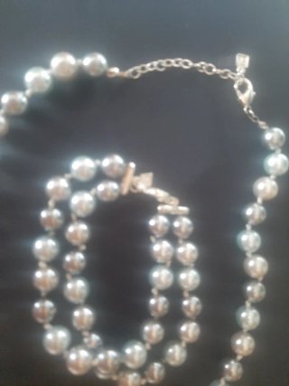Conjunto Finart Collar y Pulsera Perlas Grises