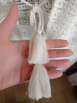 Kimono Zara blanco calado flecos talla única