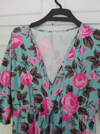 Vestido largo estampado flores