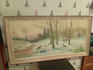 Cuadro Vintage Invierno Ciervos