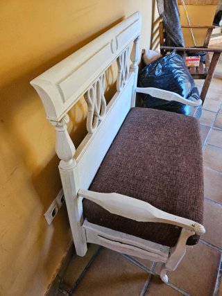 Banco vintage madera y tela