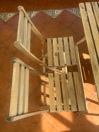 Mesa y 4 Sillas Plegables Terraza Madera