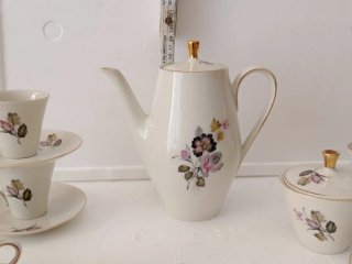 Servizio Tazze Porcellana Fiori Oro