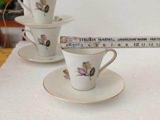 Servizio Tazze Porcellana Fiori Oro