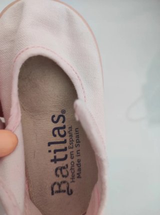 Zapatos lona bebé rosas talla 19 Batilas
