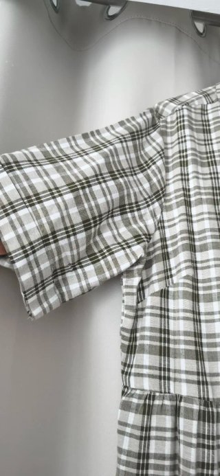 Vestido verde y blanco a cuadros talla L