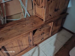 4 Sillas de madera con cojín a cuadros