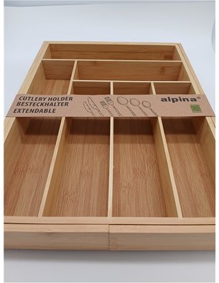 alpina Organizador Cajones - Cubertos para Cajon Cocina Extensible 46x34-56 -5x6 cm - Caja Organizadora para Utensilios hasta 8 C