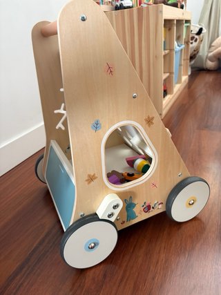Andador Carrito Madera con Frenos