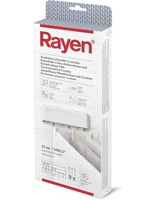Rayen | Tendedero ABS extensible | 3 Cuerdas Independientes | Recogido Automático de las cuerdas | Tendedero para interior y ext
