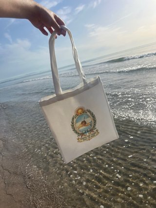 Bolso de tela blanco con diseño de mate