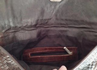 Bolso piel bandolera tejido