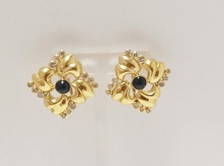 Pendientes Oro 18k Macizo con Zafiro y   circonita