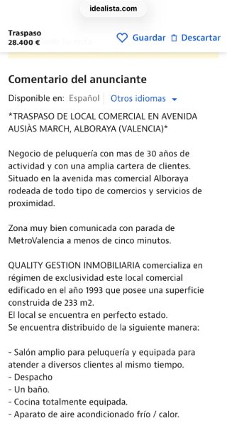 Traspaso Peluquería en Alboraia