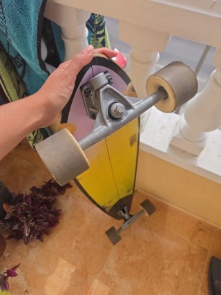 Skate Longboard Amarillo y Rosa