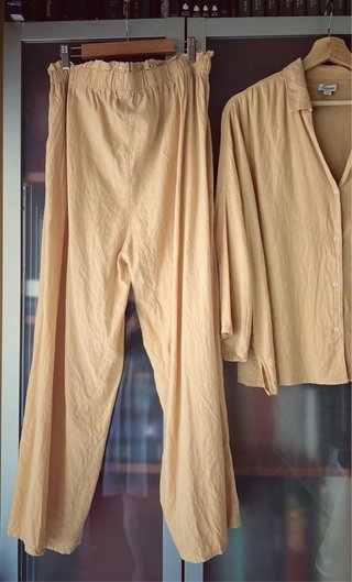 Conjunto lino viscosa amarillo talla única