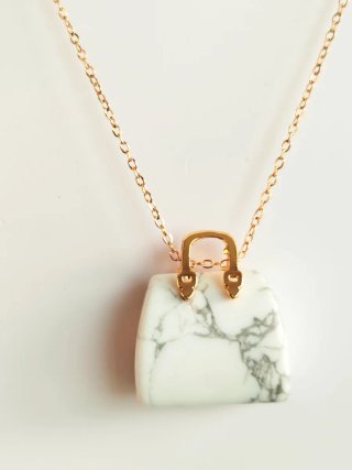 Colgante Bigitteris Piedra Gris y Bola Plata