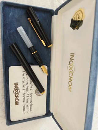 Pluma Inoxcrom Vintage Estuche Garantía Oro Nueva