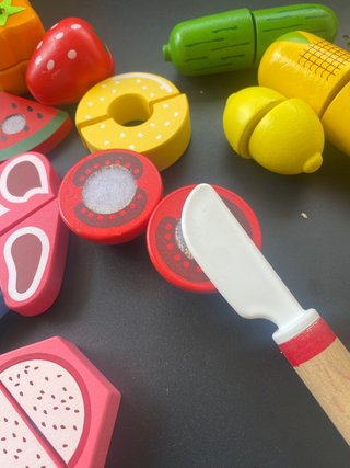 Set Cocina Madera Frutas y Verduras Cortar