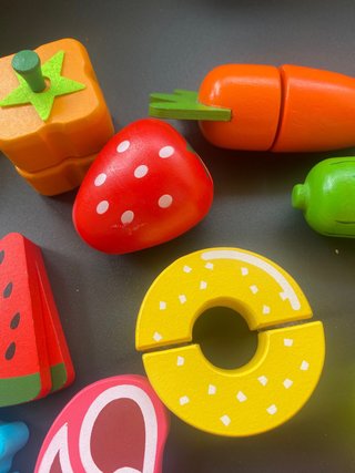 Set Cocina Madera Frutas y Verduras Cortar