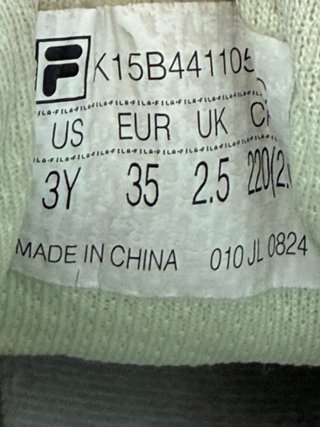 Fila Cierre Boa Infantil Talla 35