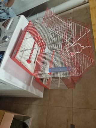 Jaula para pájaros roja y blanca lote de dos