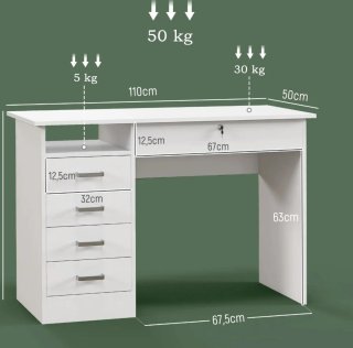 Escritorio infantil blanco 5 cajones