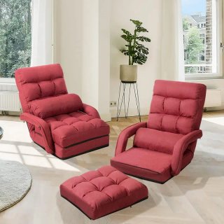Sillón de tela rojo plegable