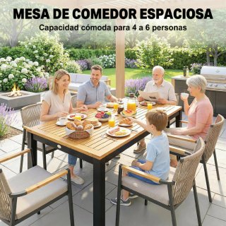 Mesa Comedor Jardín Madera 6 Pers.