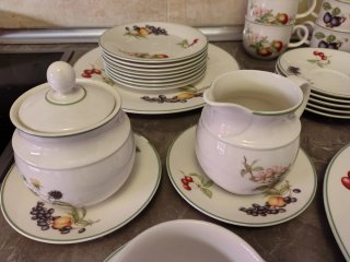 Juego de té porcelana frutas