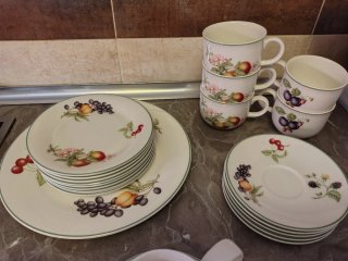 Juego de té porcelana frutas