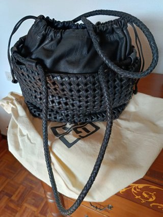Bolso piel trenzado Gloria Ortiz negro