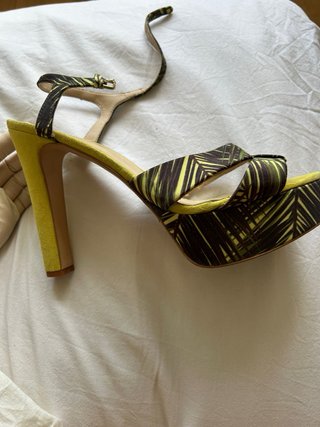Sandalias Tacon Alto Verde Lima Talla 41