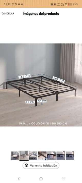 Somier metálico negro 180x200 cm