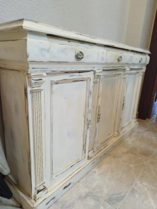 Aparador vintage blanco decapado madera