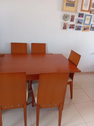 Mesa extensible madera + 6 sillas