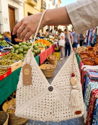 Bolso Boho Chic Beige Crochet