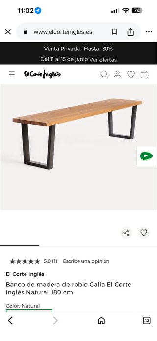 Salón comedor: mesa, banco, sillas y aparador