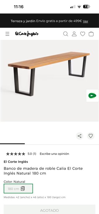 Salón comedor: mesa, banco, sillas y aparador