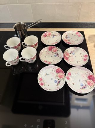 Set 6 Tazas Pequeñas Porcelana Flores