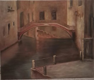 Cuadro rincón Venecia pintado a mano
